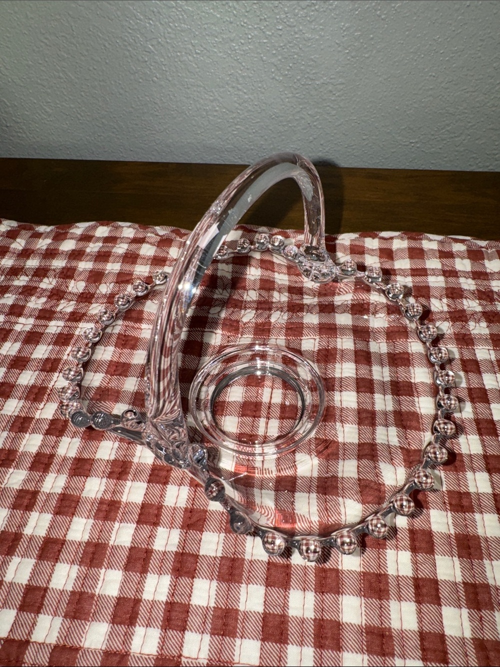 Clear Beaded Handle Basket - Pink Glass-Look Women Accessories